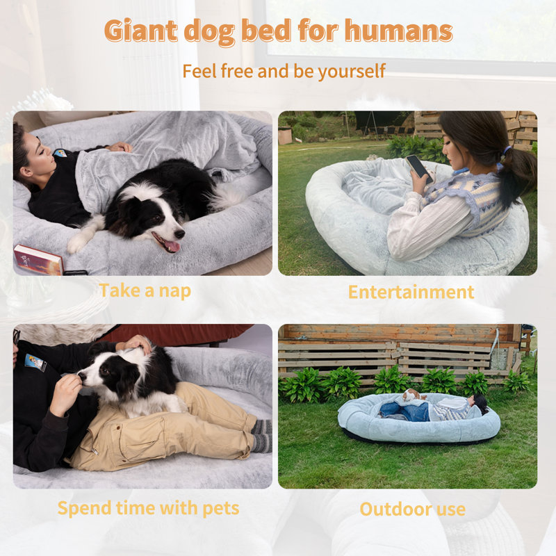 Human Dog Bed For People Adults With Blanket And Pillow Brown